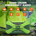 Miniatyrbild 2 av 5: 10000mAh Solcellsdriven Nödhandvevradio, med Handvevströmsgenerering, Ficklampa, USB Multifunktionsradio, Grön Grön