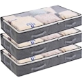 Miniatyrbilde 1 av 5: Galaxy 3 stk Under Bed Oppbevaringsbokser Foldbar Klespose 75L Store Oppbevaringsbeholdere med Transparent Vindu Håndtak
