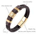 Miniatyrbild 3 av 4: Vävd Läderrep Special Style Klassisk Rostfritt Stål Herrar Läderarmband Dubbellager Design B