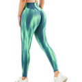 Miniatyrbild 1 av 5: Hög midja yoga byxor Aurora tryckt löpning tränings leggings Grön Green M