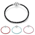 Miniatyrbild 4 av 4: Silver Läderrep Armband Europeiskt Charmarmband För Pandora Armband Red
