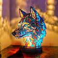 Miniatyrbilde 4 av 4: Bordlampe i farget glass formet som dyr, bohemsk harpiksdyrelampe for soverom, stue, hjemmekontor, dekorasjonsgave [GKS] Wolf