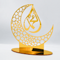 Miniatyrbilde 4 av 8: Eid Mubarak Akryl Ornament Ramadan Gull Måne Dekorasjon for