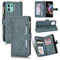Miniatyrbillede 1 af 5: Etui til Motorola Edge 20 Fusion Beskyttelse Lynlås Magnetisk Tegnebog Kortholder PU Læder Flip Etui Grøn{GKS} Green A