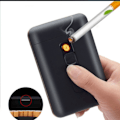 Miniatyrbillede 4 af 5: Sort - Bærbar holder til 20 cigaretter - med elektrisk lighter