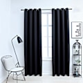 Miniatyrbillede 1 af 5: vidaXL Mørklægningsgardiner med Metalringe 2 stk. Sort 140x225 cm Black Black