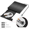 Miniatyrbilde 5 av 5: Ekstern DVD-stasjon USB 3.0 CD DVD-RW Brenner for PC Bærbar PC black
