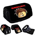 Miniatyrbilde 1 av 2: Roblox Game Dobbeltlags glidelås blyantveske 3d trykk stasjonær boks tegneserie blyantveske for barneskoleelever C