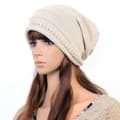Damstickad Slouchy Mössa Vinter Skidmössa - lager Beige