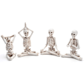 Miniatyrbilde 5 av 5: Hjemmedekor Ornamenter Skjelett Yoga Statue, 4 stk Harpiks Statue Spirituell Meditasjon Skulptur for Bokhylle Borddekorasjon