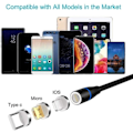 Miniatyrbillede 8 af 8: 2-pak 2m 3i1 Magnetisk Ladekabel Hurtig Opladning 3A SuperCharge Sort