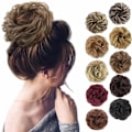 Miniatyrbilde 1 av 5: 1 stk. rufsete hårknute hårstykke extension krøllete bølgete rufsete syntetisk chignon for kvinner oppsatt hårstykke Light Brown & Natural Blonde#