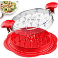 Pikkukuva 1 / 8: Suuri kana-raastin, kanafileen raastamistyökalu kierteellä, harjalla ja haarukalla, näkyvä lihanraastin, liukumaton nauha, ergonominen, kana (punainen) Red