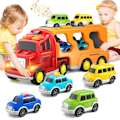 Pikkukuva 2 / 6: 1 Setti Vauvan Rattaat Leluauto Musiikilla Valo Inertiaveto Opettavainen Kuljetusauto Taapero Pojat Tytöt Konttiauto Lelu Syntymäpäivälahjat