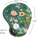 Miniatyrbild 4 av 5: Ergonomisk musmatta med handledsstöd, söta musmattor med halkfri PU-bas för hemmakontor, arbetsstudier, enkel skrivning och smärtlindring mörkgrå Floral Dark Green