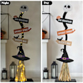 Miniatyrbillede 4 af 6: DAZONGE Halloween Dekorationer - Lyste Halloween Træheksens Kost til Indendørs Udendørs Veranda Have Dekoration - Spooky Lys