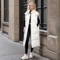 Miniatyrbillede 4 af 4: Lang vest dame efterår og vinter løs ærmeløs dunbomuldsjakke varm kappe vest damebeklædning HVID WHITE M