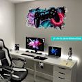 Miniatyrbild 5 av 5: 3D Gamer Väggdekaler, Gamer Poster Väggdekoration, Pojkrum Väggdekal, Modern Vardagsrumsdekoration Väggdekaler, Pojkstudentrum Väggdekal, Di