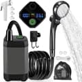 Bärbar campingdusch, utrustad med en batteridriven pump, ett 6000mAh uppladdningsbart batteri grey