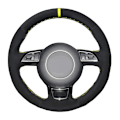 Miniatyrbild 5 av 5: (stil 2) Händerstygn Mjuk Svart Äkta Läder Mocka Bilrattöverdrag För Audi A1 A3 A5 style 4