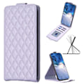 Miniatyrbild 4 av 5: Vertikalt Vändbart Stötsäkert Skal för Iphone 15 PU Läder Präglat Telefonfodral Purple