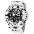 Miniatyrbilde 1 av 5: Smael Dual Time Klokke For Menn Mote Vanntett Kvarts Digital Armbåndsur Vekkerklokke Led Baklys Kalender Klokker 8008 Camo White