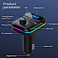 Pikkukuva 3 / 5: Auton Bluetooth 5.0 FM-lähetin Nopea USB-autolaturi MP3-soitin Langaton handsfree-autosarja