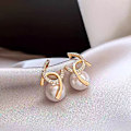 Miniatyrbillede 5 af 5: Bogstav Øreringe Diamant Perle Øreringe Cc Klassiske Øreringe Gaver Style 3