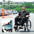 Miniatyrbild 6 av 6: Rullstol-VEVOR-Ultra-lätt modell i robust aluminium-lätt att transportera med fällbara armstöd
