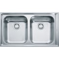 Miniatyrbild 1 av 4: Franke NEX 620, Utanpåliggande diskbänk, rektangulär, rostfritt stål, rostfritt stål, 2 skålar, rektangulär