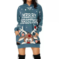 Julekjole for kvinner med trykt genser blue blue blue XL