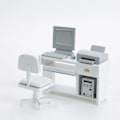 Miniatyrbillede 1 af 5: Mikro Miniatyr Møbler Tiny Småskalig Legetøjs Dukkehjem DIY Decora Mini 1:12 Computer Skrivebord og Stol Kontor Hvid