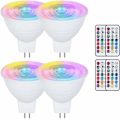 Miniatyrbild 1 av 4: Mr16 3w LED GU5.3 färgskiftande glödlampor 4-pack dimbara RGB varmvit 3000k reflektor fjärrkontroll minnesfunktion energibesparande