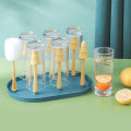 Miniatyrbilde 4 av 4: Avløpsstativ for kopper, glassstativ for baby, stativ og børste for kopplagring, omvendt tekoppstativ, kjøkkenbruk mørk blå