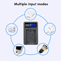 Miniatyrbillede 4 af 5: Kompakt ABS-kamera batterilader med LCD-skærm til 13L G5X G7X kamera - Alsidig opladningsmulighed USB-lader