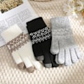Miniatyrbillede 2 af 5: Vintervarme strikkede handsker Vinter fuldfingerhandsker Touch Glo White
