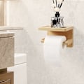 Pikkukuva 3 / 5: WC-paperiteline, WC-paperiteline ilman porausta, Teline tarjottimella, Puuta kylpyhuoneeseen, WC