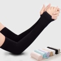 Miniatyrbillede 2 af 8: Ice Silk Ærme Manchet Arm UV Solbeskyttelse Anti-Slip Sommer Udendørs Sort One Size Black One Size