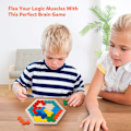 Miniatyrbild 2 av 5: Hexagon pussel i trä för vuxna barn - Formmönsterblock Tangram Brain Teaser Toy Geometri Game Montessori för alla åldrar