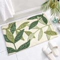 Miniatyrbillede 3 af 4: Grønt blad skridsikker bademåtte 45x65cm blød absorberende mikrofiber måtte til badeværelse brusebad soveværelse