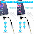 Miniatyrbild 2 av 5: iPhone USB-C till 3.5mm Hörlursadapter, Lightning Jack-omvandlare för iPad
