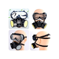Miniatyrbild 2 av 4: Kemikalieskyddsmask Andningsskydd Gasmask Anti-Förorening Skadliga Ångor, Patronmask Skyddsventil Lätt att Andas, Skyddsglasögon