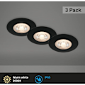 Pikkukuva 2 / 5: 3 kpl Erittäin Ohuet LED Upotettavat Kattovalot, Mattamusta, IP65 Kylpyhuoneen Spottivalot, 90x25mm