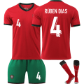 Miniatyrbild 1 av 2: 2425 Portugal Jersey UEFA Euro Barn Jersey Set No.4 RUBEN DIAS With socks M