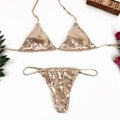 Pikkukuva 1 / 5: 2022 Micro String Guld Silver Uimapuvut Naiset Push-up Bikini Seksikäs Luksus Uimapuvut Nainen Brasilialainen Uimapuvut Bikinit Kulta L