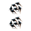 Miniatyrbilde 2 av 5: 1/2/3/5 6 stk 8 1012 Flugfiskeflugor Premium Tungsten Bead Head 10# krok 6 stk 2 stk