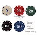 Pikkukuva 4 / 4: 100 kpl Pyöreät Muoviset Pelimerkit Kasino Poker Korttipeli Baccarat Laskenta Tarvikkeet Noppa Enter