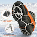 Miniatyrbillede 4 af 5: 18 Spikes Traction Stegjärn Kvinnor Män Antisladd issnögrepp med förvaringsväska för promenader, vandring, fiske, bergsklättring, Modell: Svart L