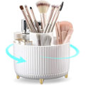 Miniatyrbillede 2 af 5: 360° Roterende Makeup Organizer Sminkbørsteholder med 5 rum til kosmetik Parfumesmykker til Sminkbord Soveværelse Badeværelse, Hvid