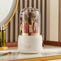 Miniatyrbillede 1 af 5: 360° roterende makeupbørsteholder bærbar skrivebordsmakeup org hvid one size White one size